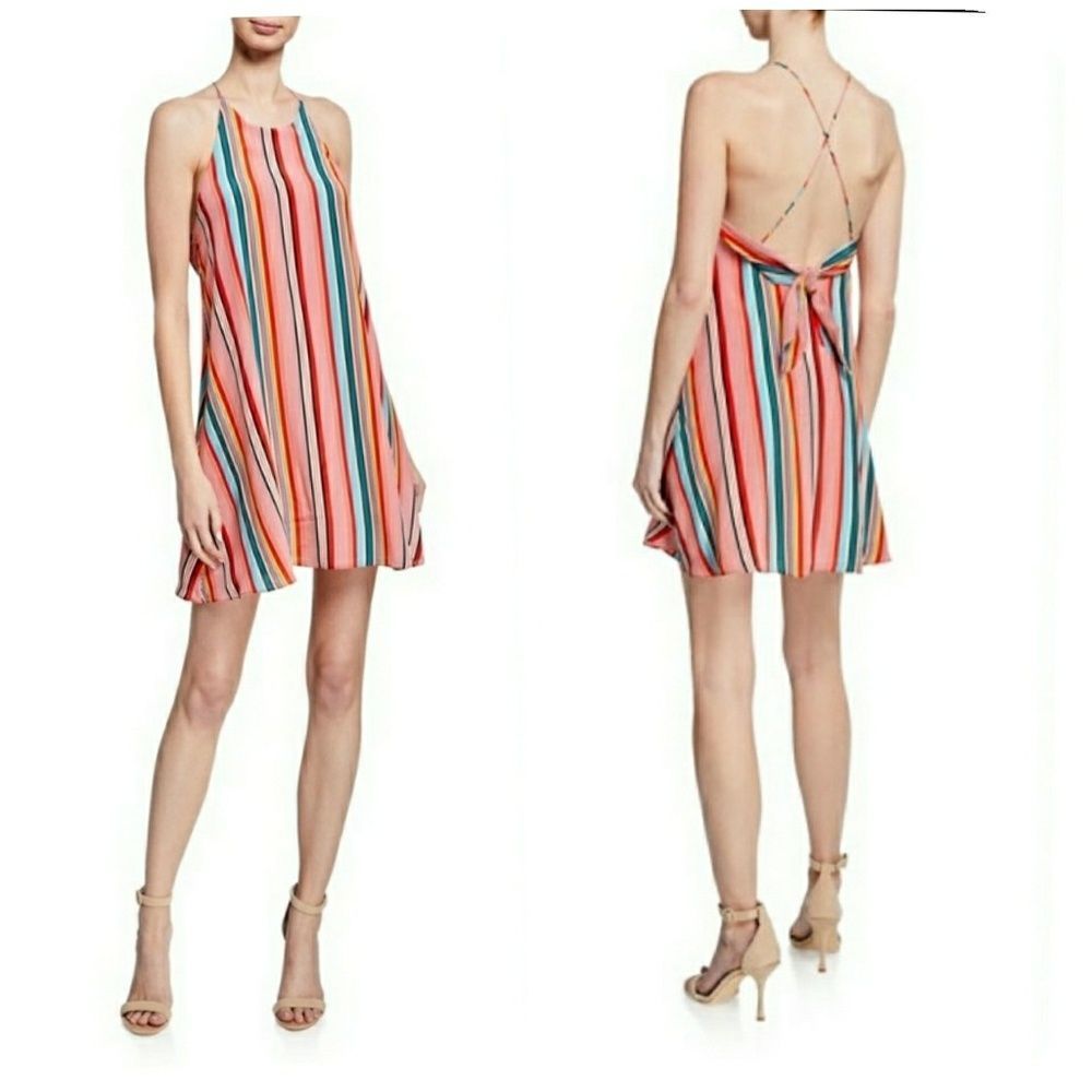 Alice + Olivia Kalia Striped Halter Tie-Back Dress - Picture 6 of 11